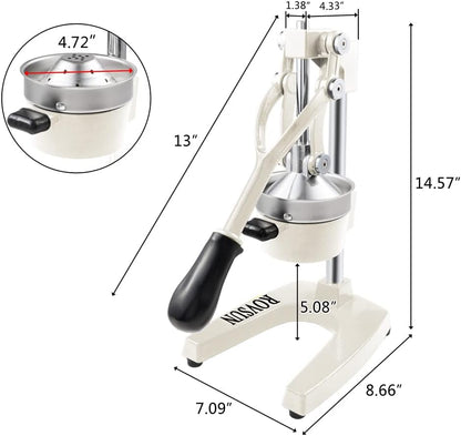 ROVSUN Commercial Grade Citrus Juicer Hand Press Manual Fruit Juicer Juice Squeezer Citrus Orange Lemon Pomegranate (White)