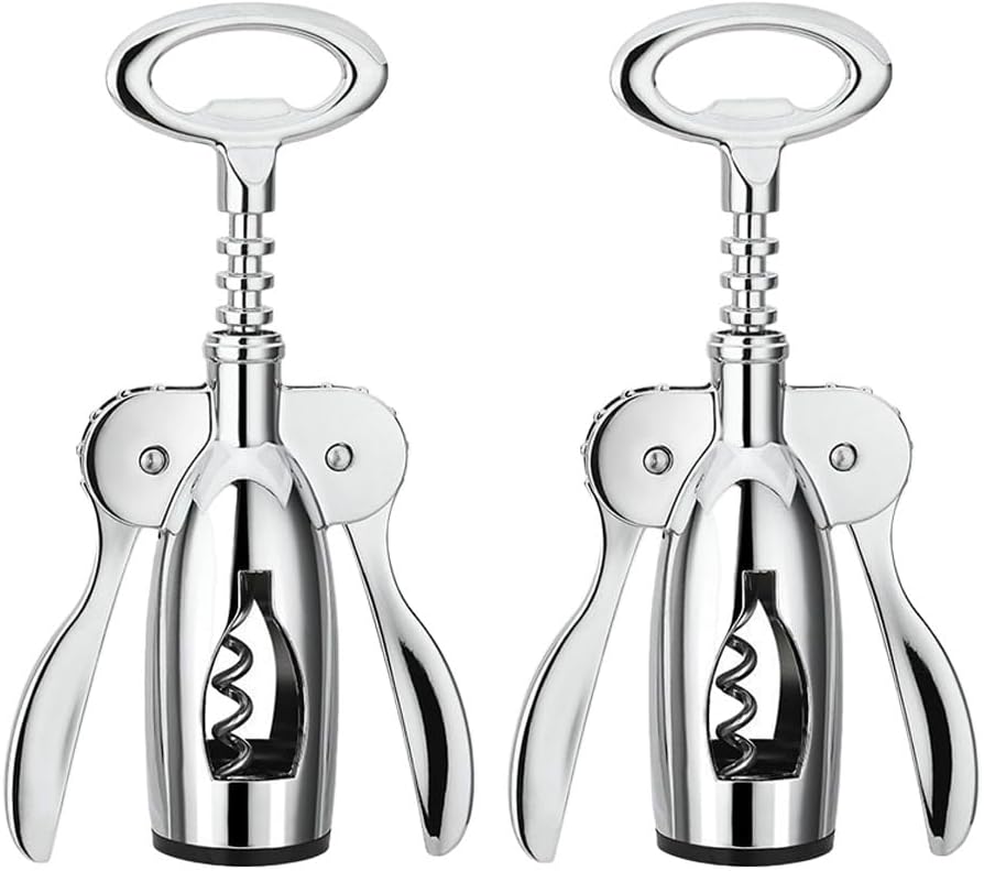 Wine Opener Wing Corkscrew - Ergonomic Stainless Steel Lever, Built - in Bottle Opener, Durable Wine Key for Home Bar Use(1Pack)