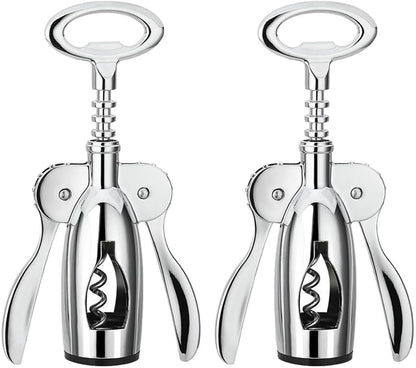 Wine Opener Wing Corkscrew - Ergonomic Stainless Steel Lever, Built - in Bottle Opener, Durable Wine Key for Home Bar Use(1Pack)