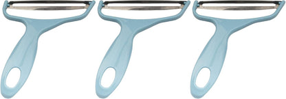 Y Shape 3-in-1 Serrated, Straight, Julienne Swiveled Multi-Blade Peeler - Green - 1 Peeler