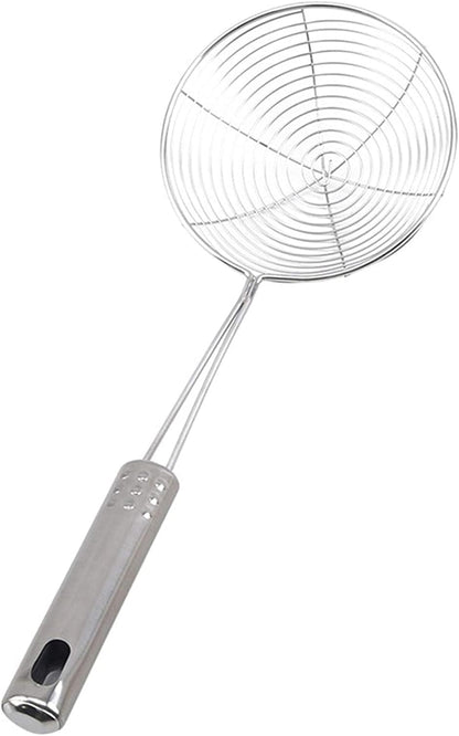 Generic Strainer Skimmer Ladle Stainless Steel Wire Skimmer Spoon Ergonomic Handle and Spider Mesh Filter with Handle for Kitchen Frying Food, Pasta, Spaghetti, Noodle Professional Design