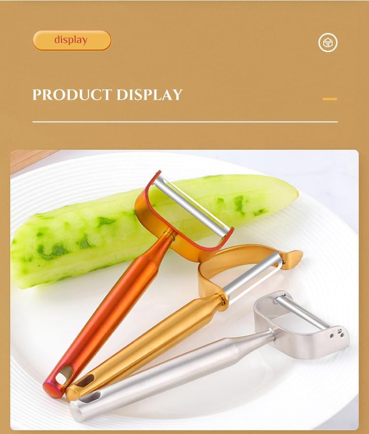 Stainless Steel Vegetable Peeler Gold 2 Pieces, with Potato Eye Remover & Swiveling Twin Blades, Y Shaped Titan Potato Peeler for Fruit & Veggie, Dishwasher Safe
