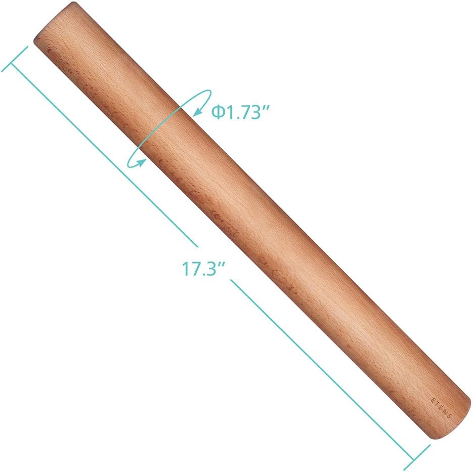 Etens Rolling Pin 17.3Inch, Professional Dowel Wood Rolling Pins for Baking Pasta Pizza Pie and Cookie, Wooden Dough Roller Pin (Straight Style, Large 1.73 Inch Diameter)