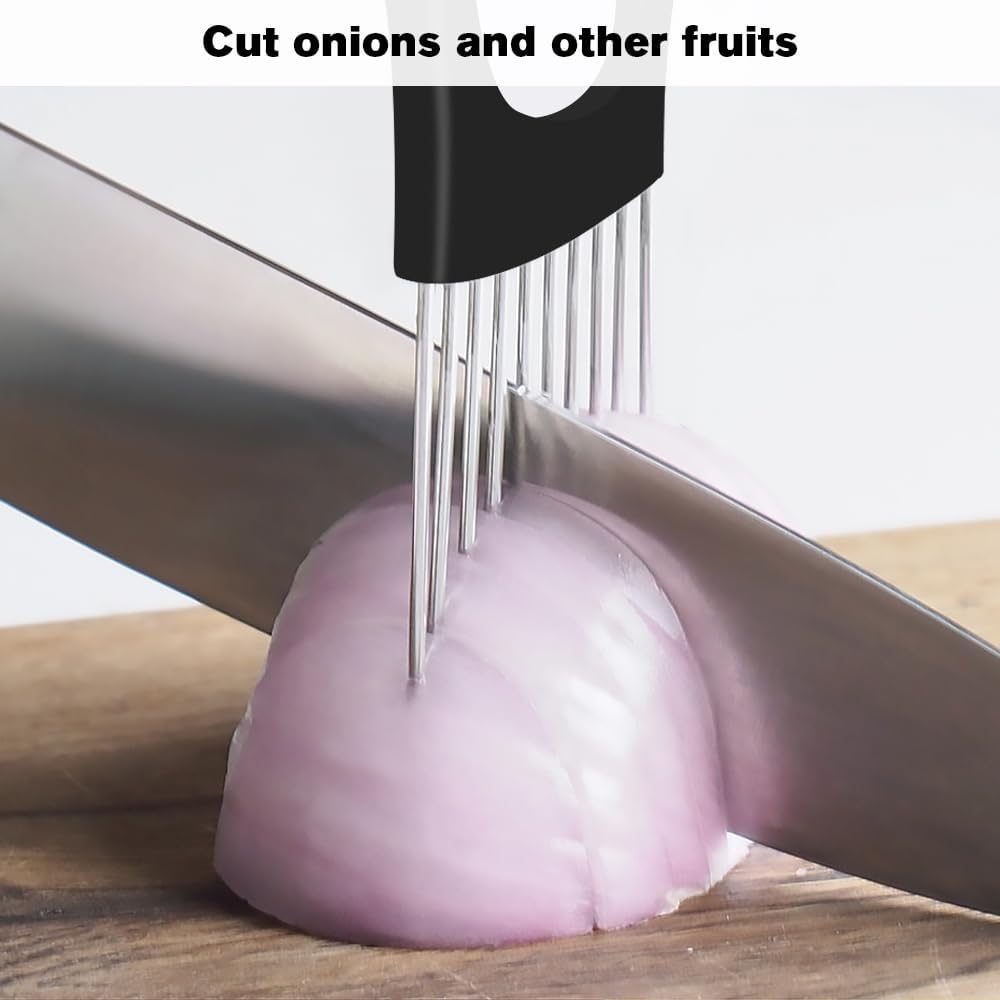 Stainless Steel Onion Holder, 2025 New Vegetable Holder for Slicing, Multifunctional for Fruits and Vegetables, Tool for Meat, Lemon, Onion, Potato, Tomato (2PCS)
