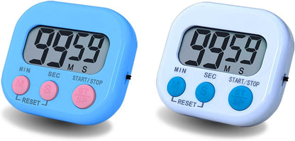 Digital Kitchen Timer, BESTWYA Electronic Timer with Clear LCD Screen Count Up and Down Function 3 Big Buttons On/Off Switch Button for Kitchen, Study, Work, Exercise Training (6, 3 Colors)