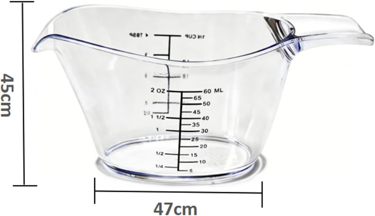 2-Pack Small Measuring Cups, 2 oz/60 ml Mini Measuring Cups, with Small Spoon/Large Spoon/Ounce/Milliliter Markings, Transparent 2 oz Cups, For Kitchen and Laundry