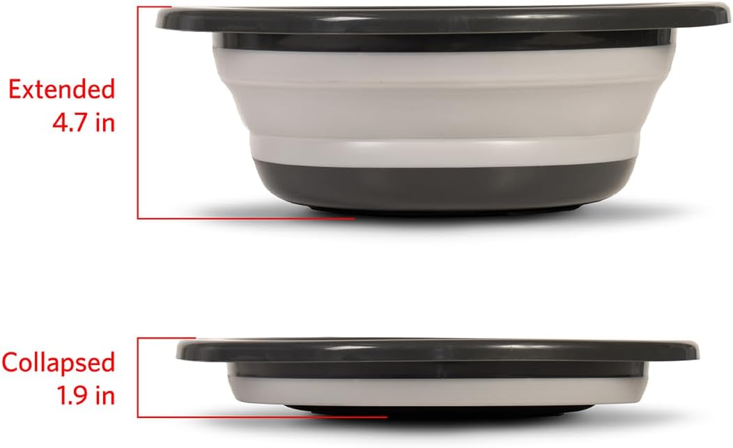 Glad Large Mixing Bowl Collapsible - 5.5L | Foldable Plastic & Rubber Container with Handles for Baking | Dishwasher Safe Kitchen Supplies and RV Essentials