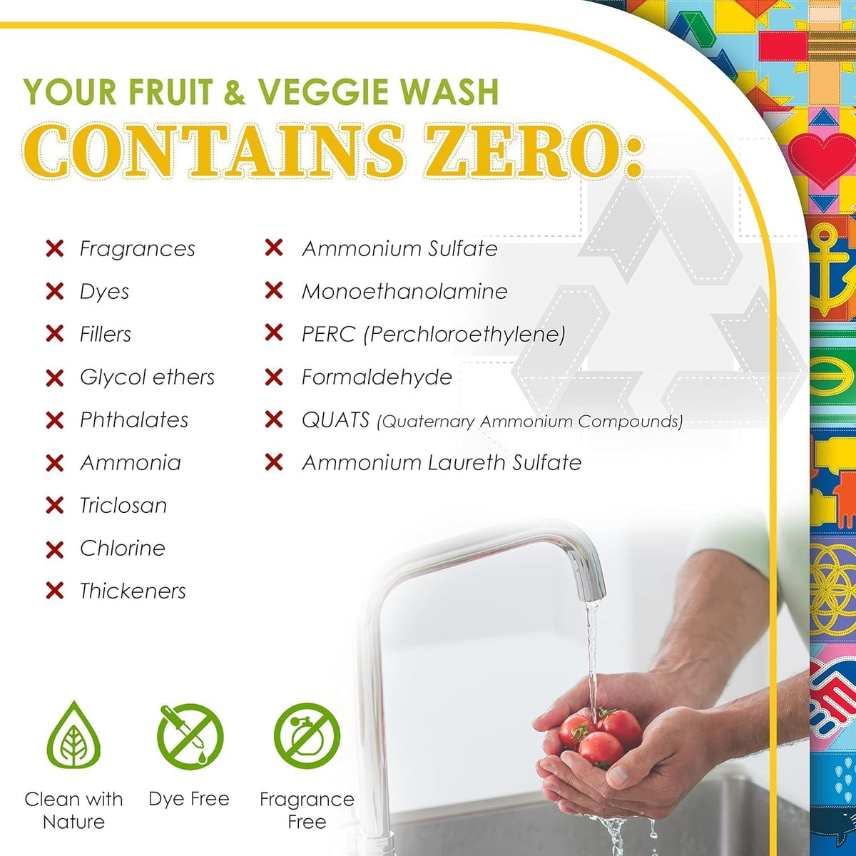 Truly Free Fruit and Vegetable Wash - Veggie Wash Removes 99% of Dirt & Wax | Plant-Based Produce Cleaner Spray | No Aftertaste, Refillable, Made in USA | Fragrance-Free, 16oz