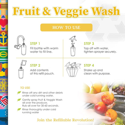 Truly Free Fruit and Vegetable Wash - Veggie Wash Removes 99% of Dirt & Wax | Plant-Based Produce Cleaner Spray | No Aftertaste, Refillable, Made in USA | Fragrance-Free, 16oz