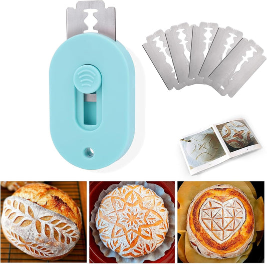 Sourdough Scorer Tool,Bread Lame Dough Scoring Tool,Magnetic | Sourdough Cutter Scorer Knife,5 Razor Blades,Extractable,Bread Baking & Making Tools Supplies,Sour Dough Accessories