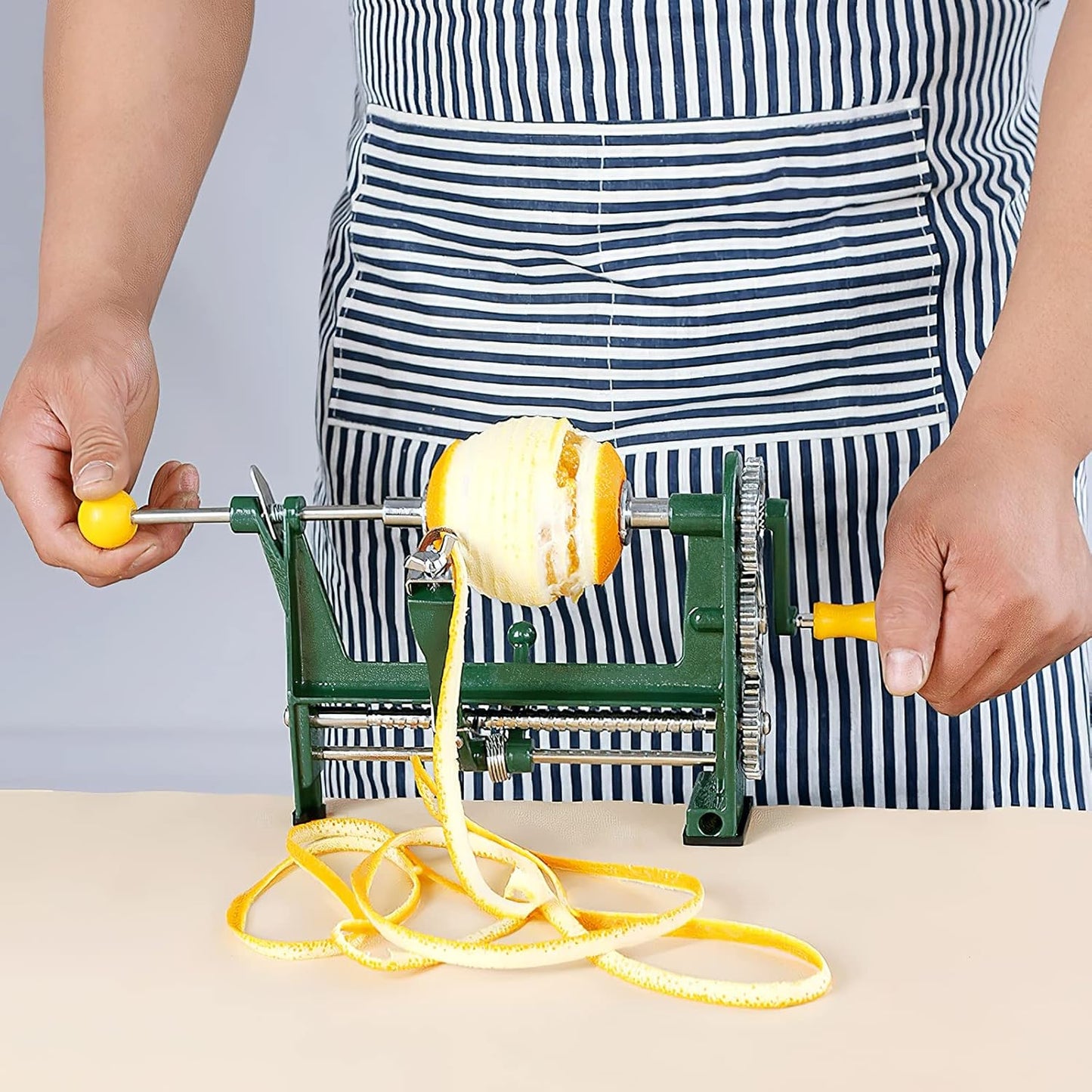 Peeling Machine Orange Peeler, Pineapple Corer Hand-Cranked Mango Kiwi Peeling Machine Household Stainless Steel Gadgets Potato Slicer Orange Alloy Fruit for Home Comes with English Instruction Manual