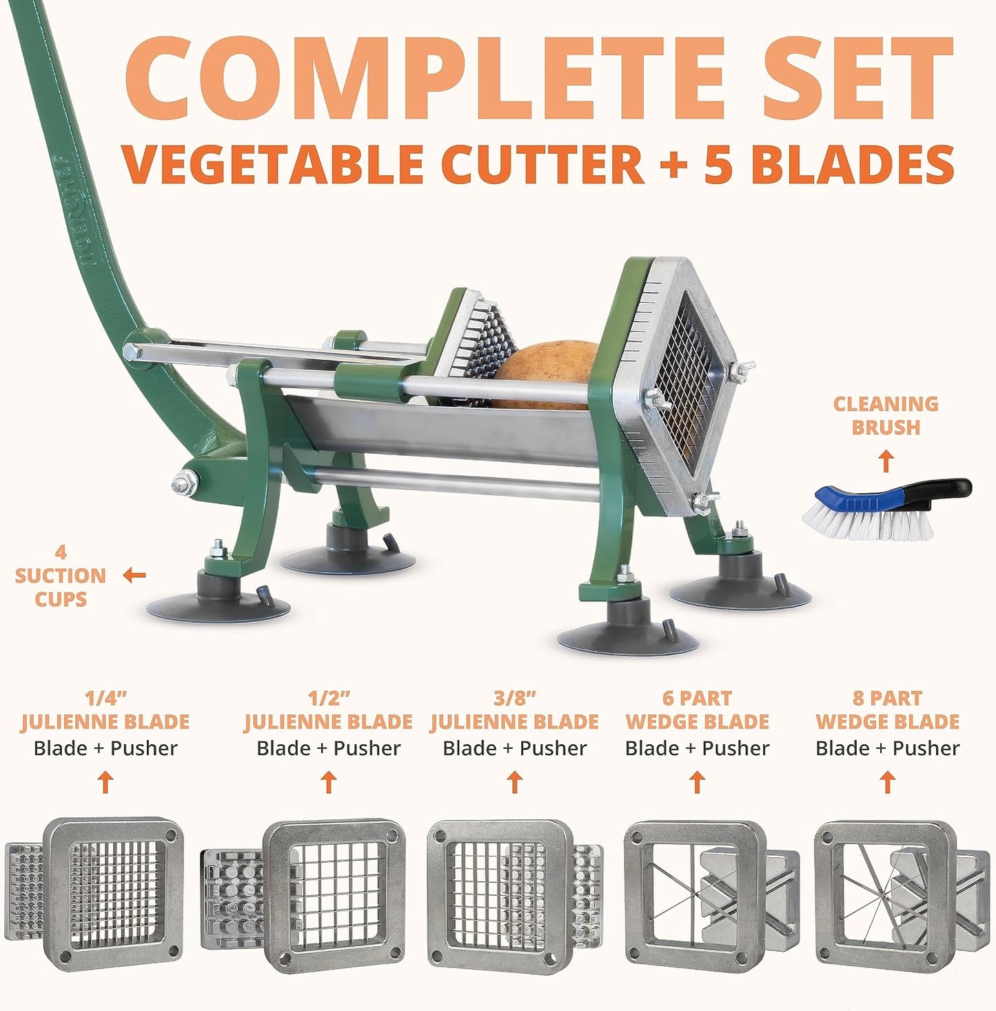 Commercial Grade French Fry Cutter, Complete Combo Sets 15 Pieces