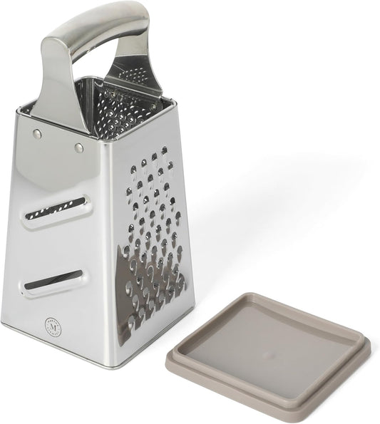 Sprucedale 9.5-Inch Stainless Steel 4-Sided Box Grater – Durable Kitchen Cheese and Food Grater with Multiple Grating Surfaces