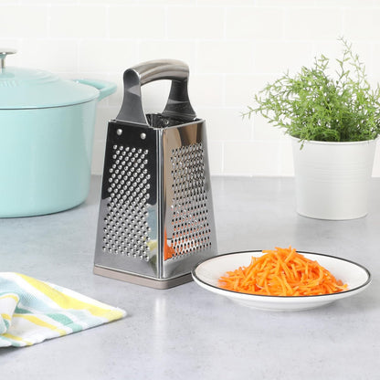 Sprucedale 9.5-Inch Stainless Steel 4-Sided Box Grater – Durable Kitchen Cheese and Food Grater with Multiple Grating Surfaces