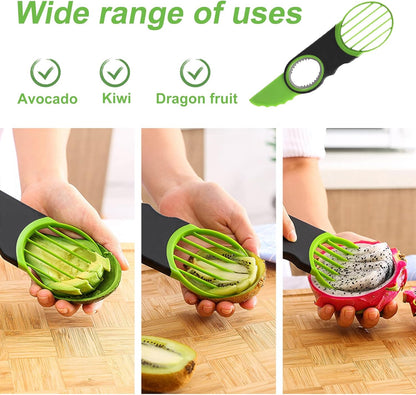 3-in-1 Avocado Slicer Tool - Stainless Steel Pit Remover, Peeler & Fruit Scooper, Non-Slip Ergonomic Grip, Dishwasher Safe (Green)
