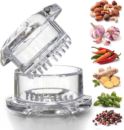 Garlic Twister 4th Gen, clear manual garlic mincer for ginger, herbs and nuts