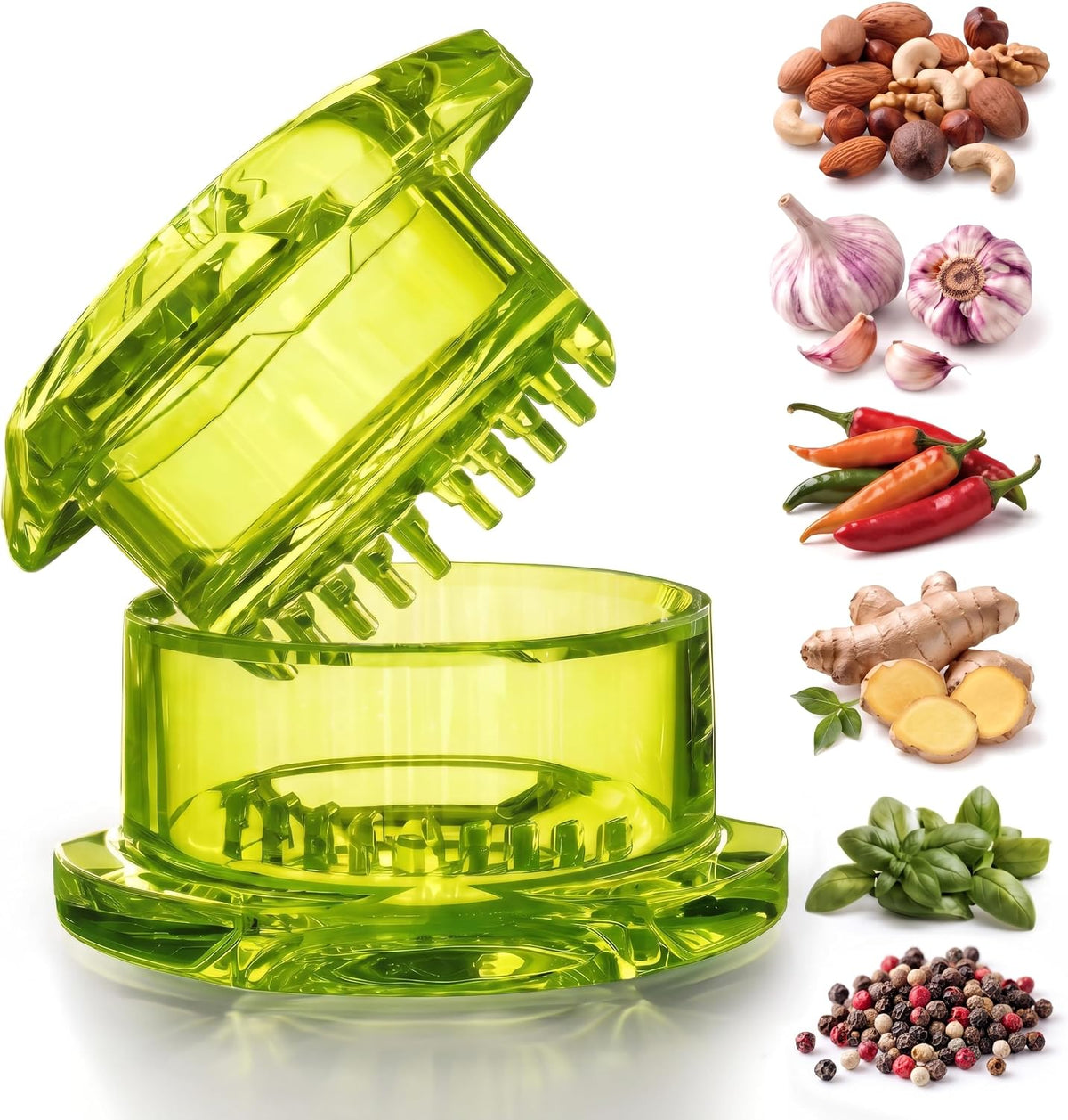 Garlic Twister 4th Gen, clear manual garlic mincer for ginger, herbs and nuts