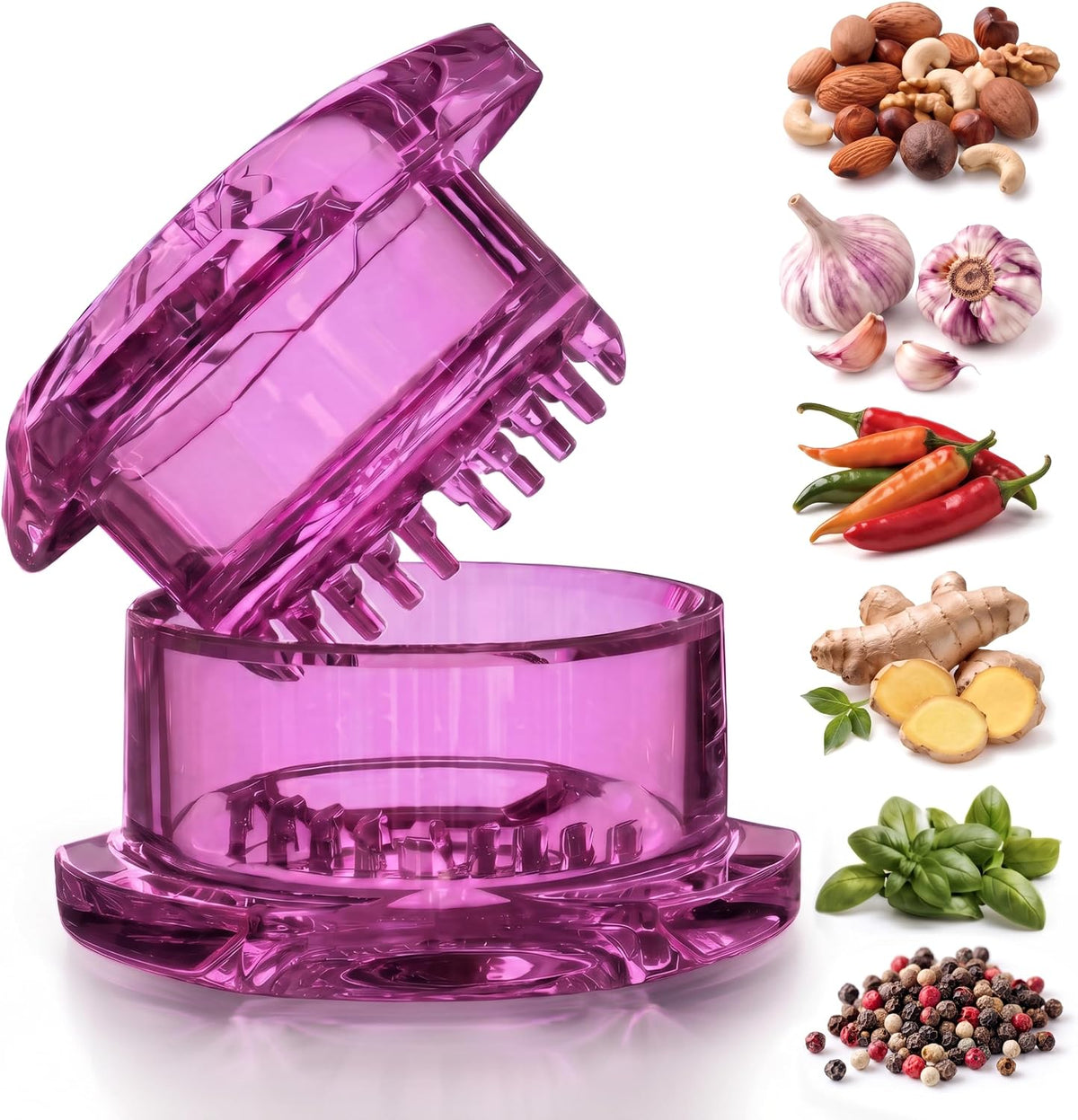 Garlic Twister 4th Gen, clear manual garlic mincer for ginger, herbs and nuts