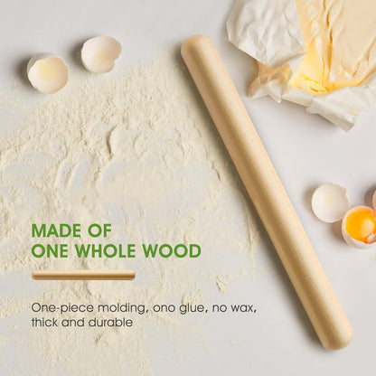 11.5-inch Wooden Rolling Pin for Baking, Natural Wood Dough Roller