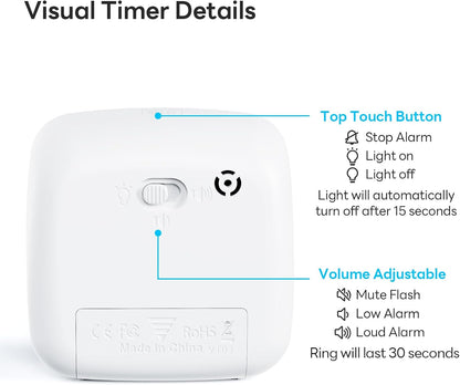 Visual Timer with Night Light, 60 Minute Countdown, Light Blue | 3 Alarm Modes, Mute Flash, for Kids and Adults, Time Management Tool for Classroom, Home, School, and Work