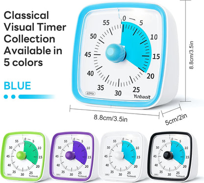 Visual Timer with Night Light, 60 Minute Countdown, Light Blue | 3 Alarm Modes, Mute Flash, for Kids and Adults, Time Management Tool for Classroom, Home, School, and Work