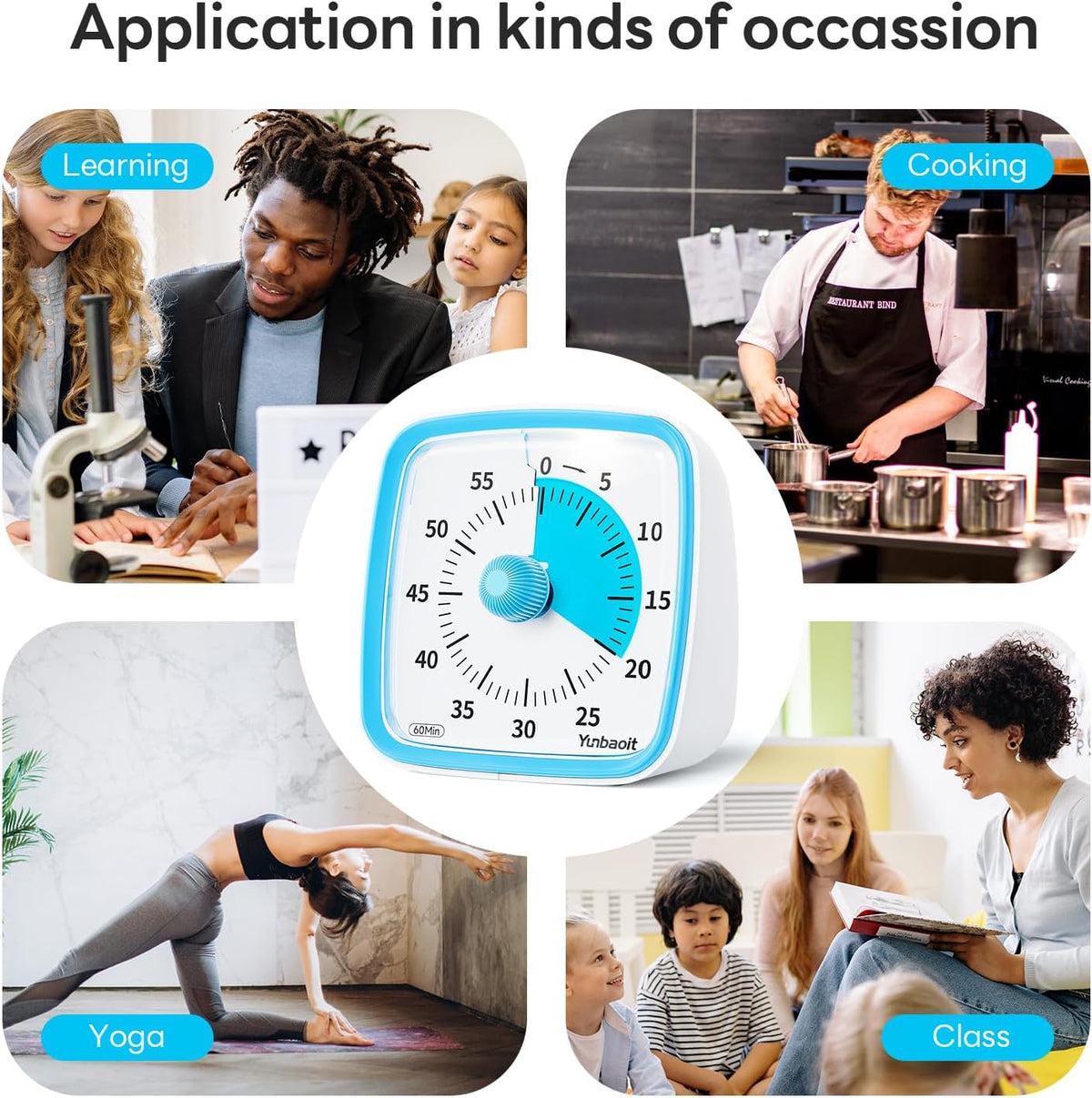 Visual Timer with Night Light, 60 Minute Countdown, Light Blue | 3 Alarm Modes, Mute Flash, for Kids and Adults, Time Management Tool for Classroom, Home, School, and Work
