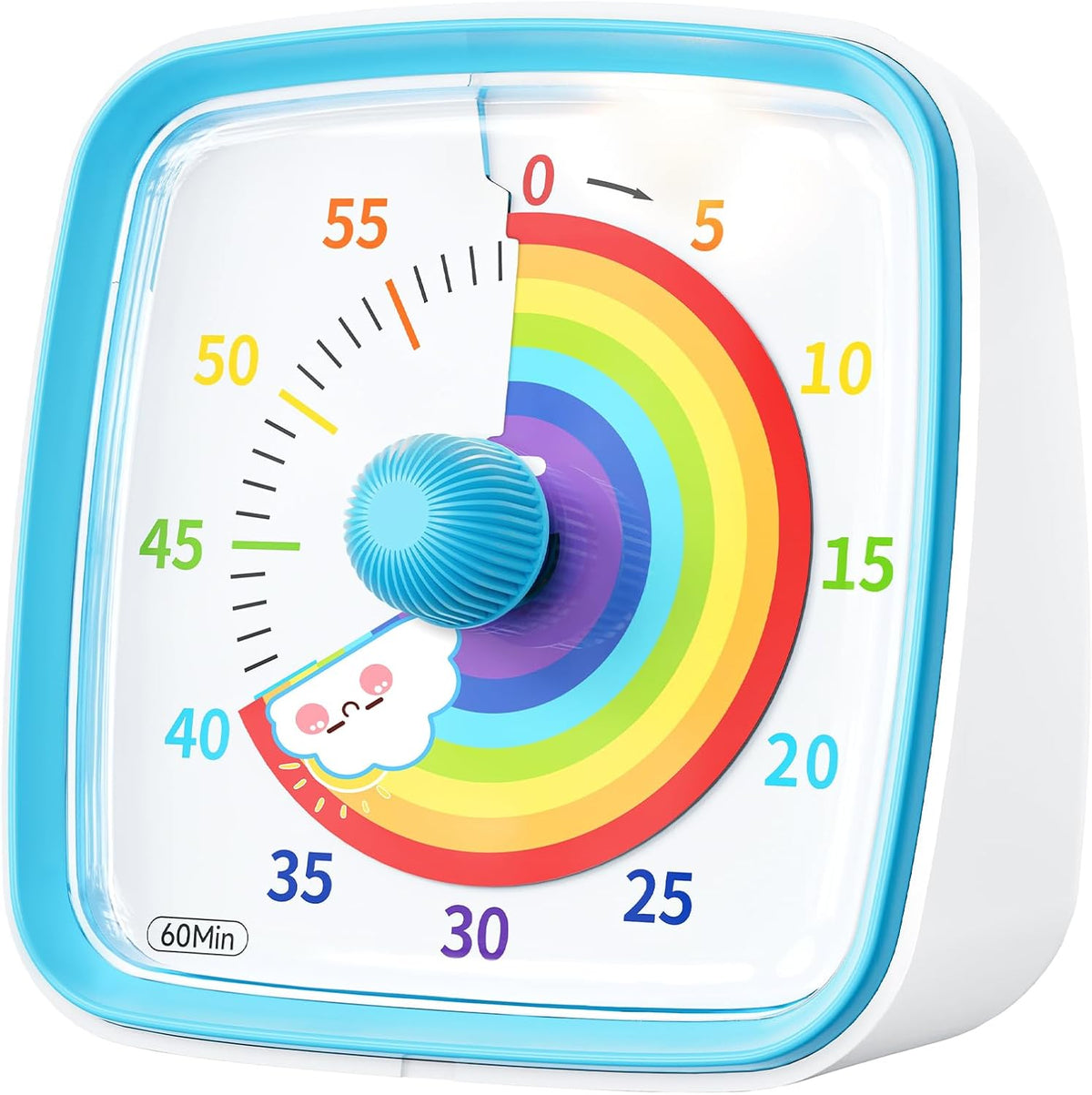 Visual Timer with Night Light, 60 Minute Countdown, Light Blue | 3 Alarm Modes, Mute Flash, for Kids and Adults, Time Management Tool for Classroom, Home, School, and Work