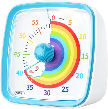 Visual Timer with Night Light, 60 Minute Countdown, Light Blue | 3 Alarm Modes, Mute Flash, for Kids and Adults, Time Management Tool for Classroom, Home, School, and Work