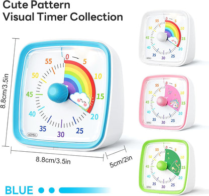Visual Timer with Night Light, 60 Minute Countdown, Light Blue | 3 Alarm Modes, Mute Flash, for Kids and Adults, Time Management Tool for Classroom, Home, School, and Work