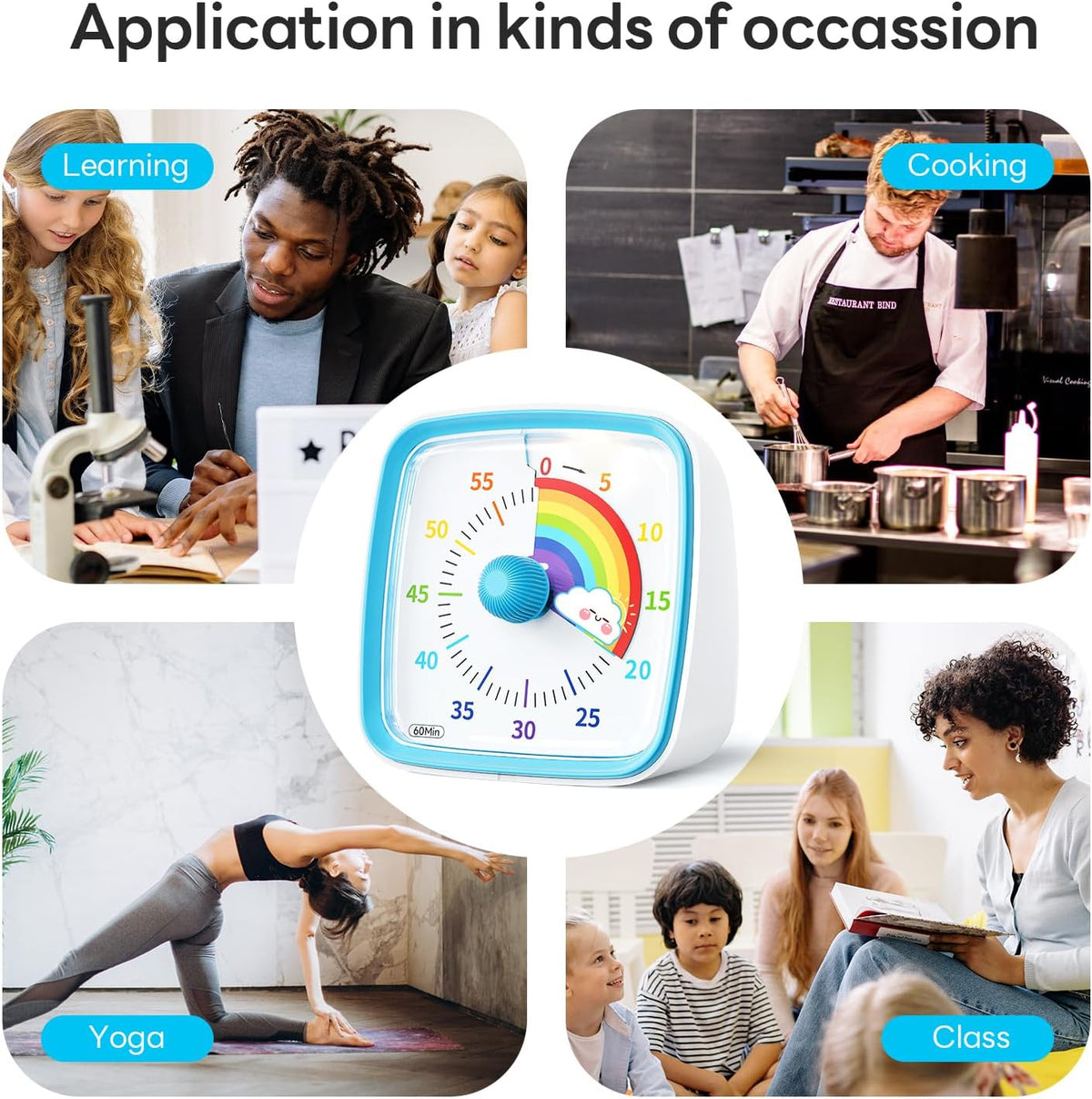 Visual Timer with Night Light, 60 Minute Countdown, Light Blue | 3 Alarm Modes, Mute Flash, for Kids and Adults, Time Management Tool for Classroom, Home, School, and Work