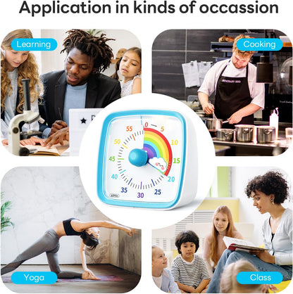 Visual Timer with Night Light, 60 Minute Countdown, Light Blue | 3 Alarm Modes, Mute Flash, for Kids and Adults, Time Management Tool for Classroom, Home, School, and Work