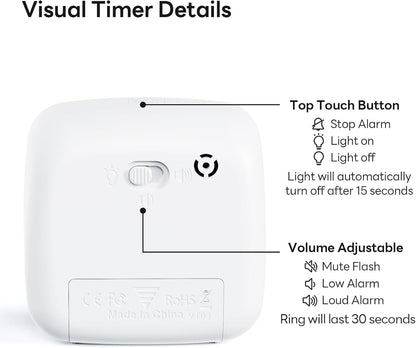 Visual Timer with Night Light, 60 Minute Countdown, Light Blue | 3 Alarm Modes, Mute Flash, for Kids and Adults, Time Management Tool for Classroom, Home, School, and Work