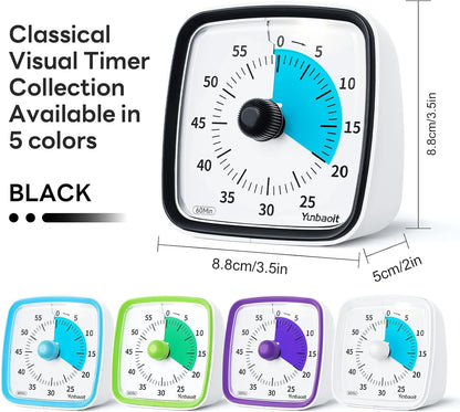 Visual Timer with Night Light, 60 Minute Countdown, Light Blue | 3 Alarm Modes, Mute Flash, for Kids and Adults, Time Management Tool for Classroom, Home, School, and Work