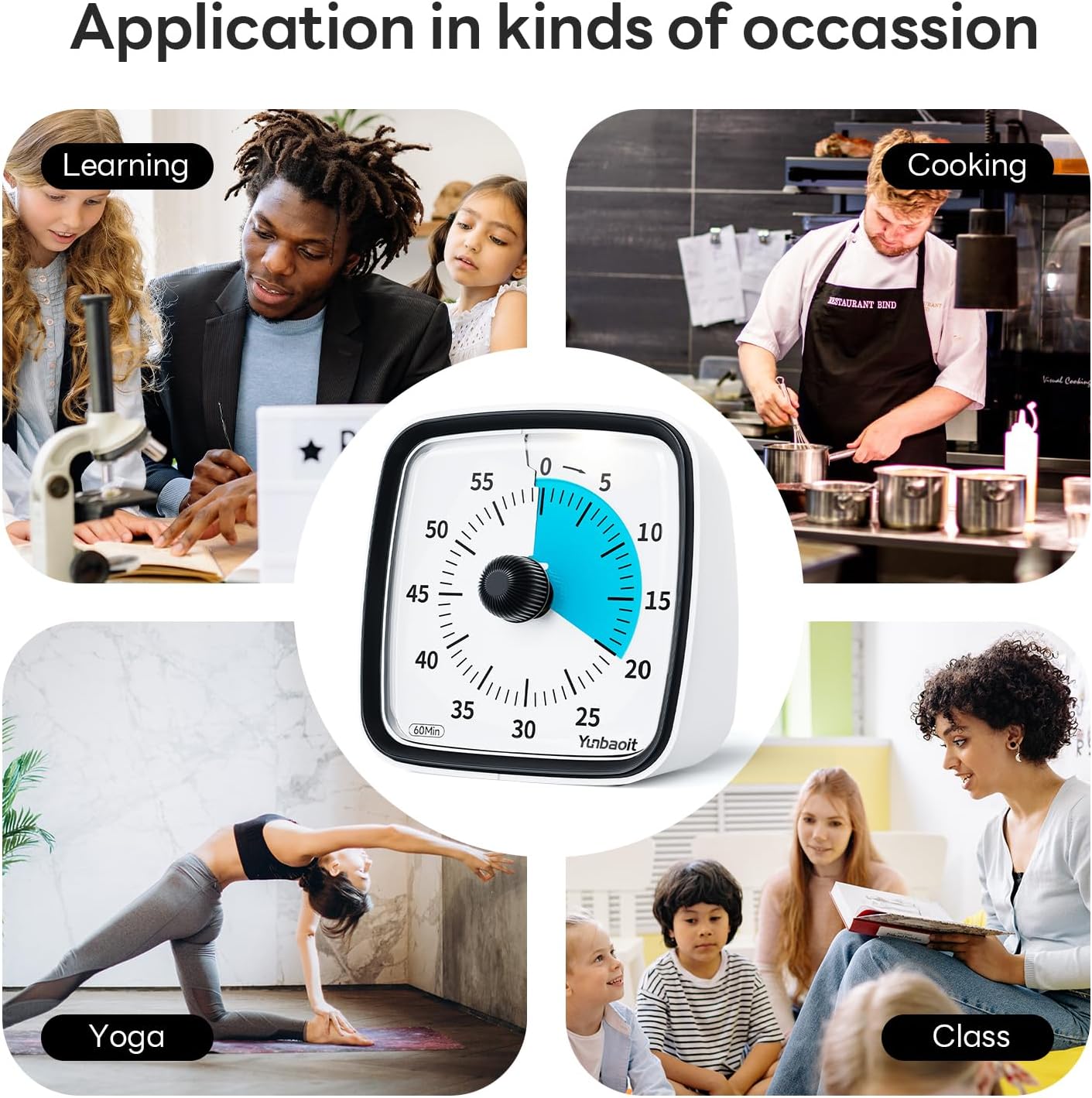 Visual Timer with Night Light, 60 Minute Countdown, Light Blue | 3 Alarm Modes, Mute Flash, for Kids and Adults, Time Management Tool for Classroom, Home, School, and Work