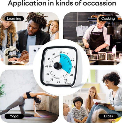 Visual Timer with Night Light, 60 Minute Countdown, Light Blue | 3 Alarm Modes, Mute Flash, for Kids and Adults, Time Management Tool for Classroom, Home, School, and Work