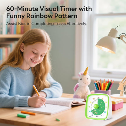 Visual Timer with Night Light, 60 Minute Countdown, Light Blue | 3 Alarm Modes, Mute Flash, for Kids and Adults, Time Management Tool for Classroom, Home, School, and Work