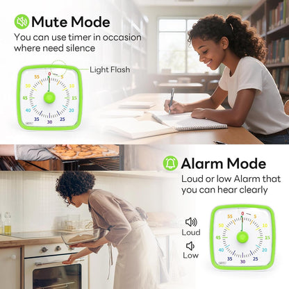 Visual Timer with Night Light, 60 Minute Countdown, Light Blue | 3 Alarm Modes, Mute Flash, for Kids and Adults, Time Management Tool for Classroom, Home, School, and Work