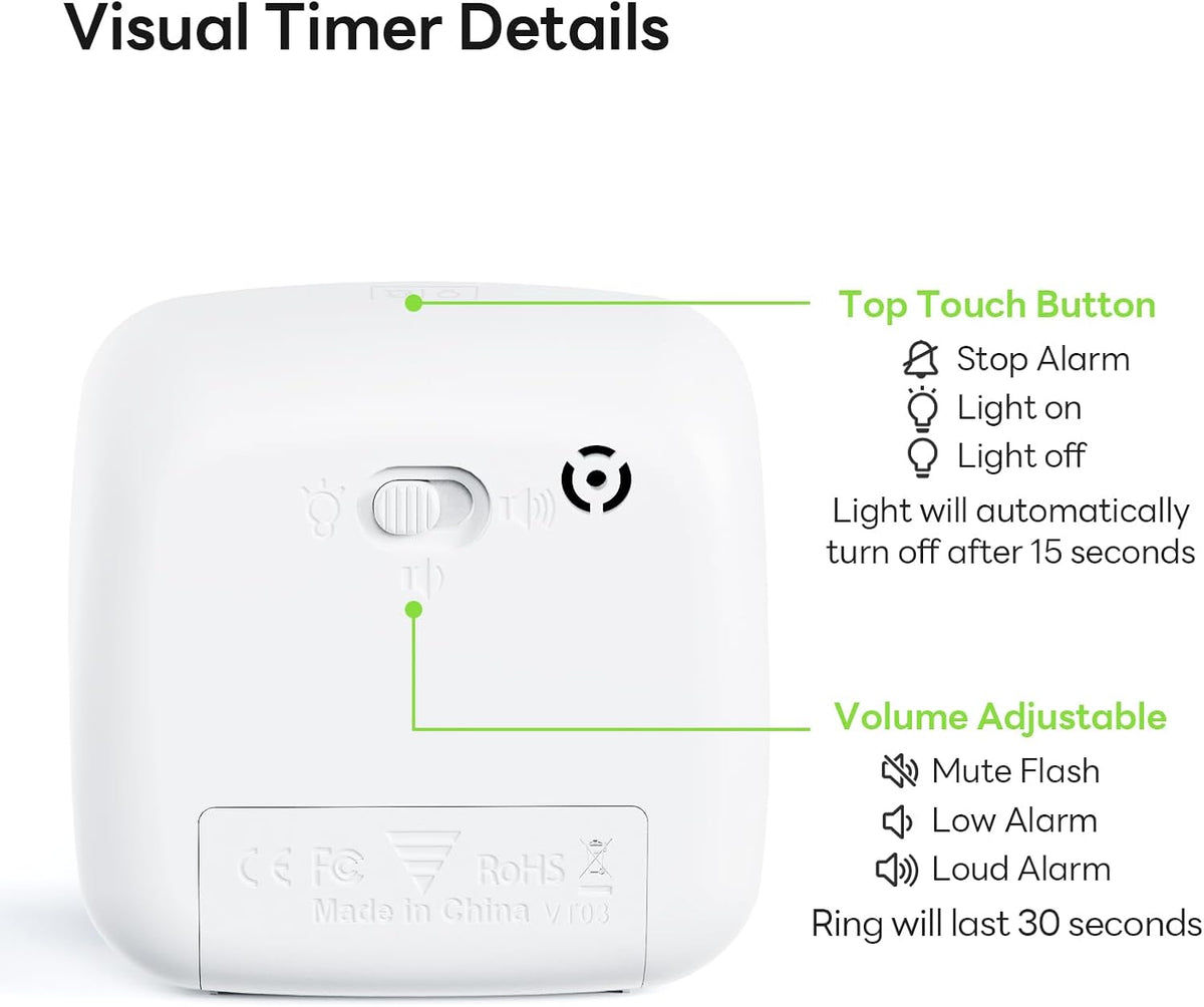 Visual Timer with Night Light, 60 Minute Countdown, Light Blue | 3 Alarm Modes, Mute Flash, for Kids and Adults, Time Management Tool for Classroom, Home, School, and Work