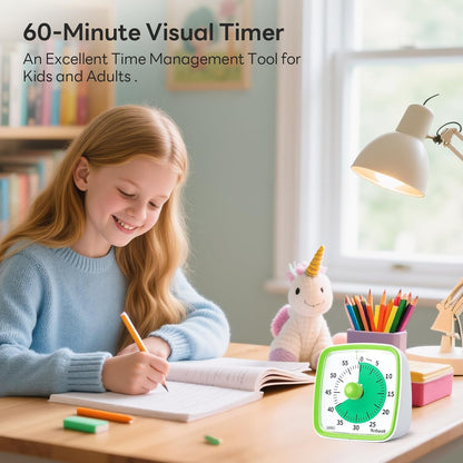 Visual Timer with Night Light, 60 Minute Countdown, Light Blue | 3 Alarm Modes, Mute Flash, for Kids and Adults, Time Management Tool for Classroom, Home, School, and Work