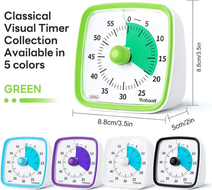 Visual Timer with Night Light, 60 Minute Countdown, Light Blue | 3 Alarm Modes, Mute Flash, for Kids and Adults, Time Management Tool for Classroom, Home, School, and Work