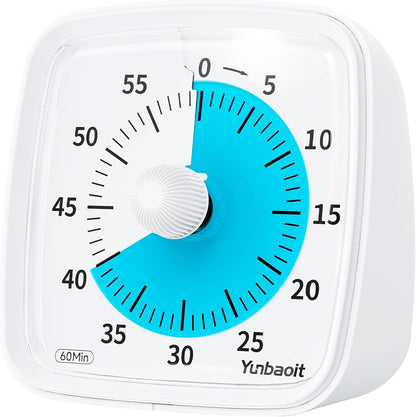 Visual Timer with Night Light, 60 Minute Countdown, Light Blue | 3 Alarm Modes, Mute Flash, for Kids and Adults, Time Management Tool for Classroom, Home, School, and Work