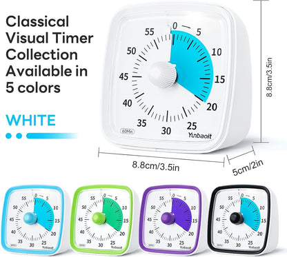 Visual Timer with Night Light, 60 Minute Countdown, Light Blue | 3 Alarm Modes, Mute Flash, for Kids and Adults, Time Management Tool for Classroom, Home, School, and Work