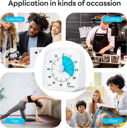 Visual Timer with Night Light, 60 Minute Countdown, Light Blue | 3 Alarm Modes, Mute Flash, for Kids and Adults, Time Management Tool for Classroom, Home, School, and Work
