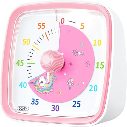 Visual Timer with Night Light, 60 Minute Countdown, Light Blue | 3 Alarm Modes, Mute Flash, for Kids and Adults, Time Management Tool for Classroom, Home, School, and Work