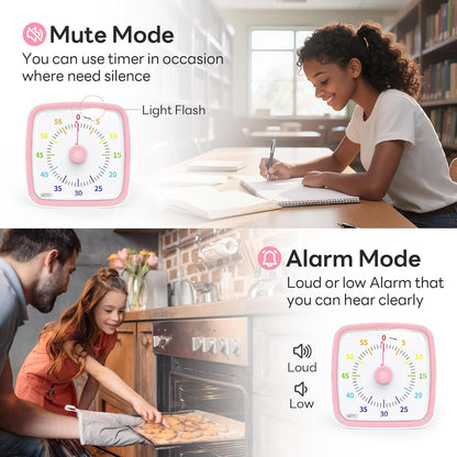 Visual Timer with Night Light, 60 Minute Countdown, Light Blue | 3 Alarm Modes, Mute Flash, for Kids and Adults, Time Management Tool for Classroom, Home, School, and Work