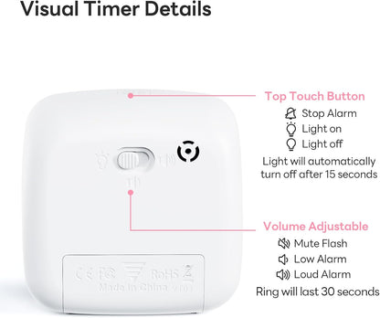 Visual Timer with Night Light, 60 Minute Countdown, Light Blue | 3 Alarm Modes, Mute Flash, for Kids and Adults, Time Management Tool for Classroom, Home, School, and Work
