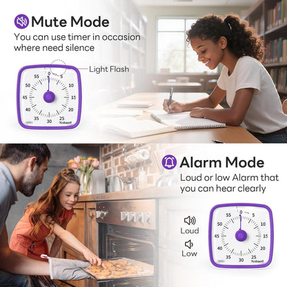 Visual Timer with Night Light, 60 Minute Countdown, Light Blue | 3 Alarm Modes, Mute Flash, for Kids and Adults, Time Management Tool for Classroom, Home, School, and Work
