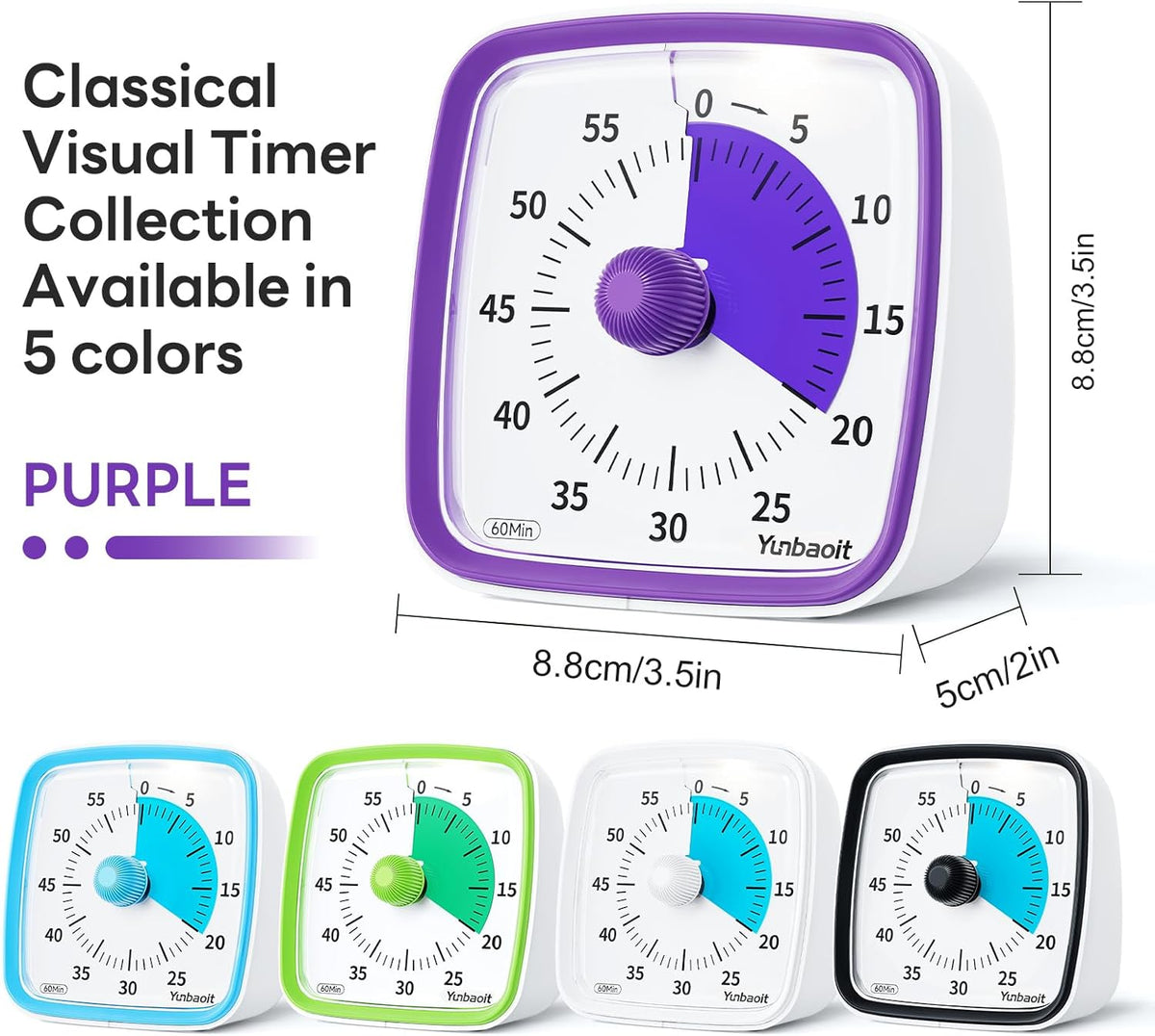 Visual Timer with Night Light, 60 Minute Countdown, Light Blue | 3 Alarm Modes, Mute Flash, for Kids and Adults, Time Management Tool for Classroom, Home, School, and Work