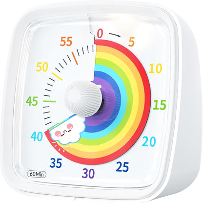 Visual Timer with Night Light, 60 Minute Countdown, Light Blue | 3 Alarm Modes, Mute Flash, for Kids and Adults, Time Management Tool for Classroom, Home, School, and Work