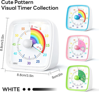 Visual Timer with Night Light, 60 Minute Countdown, Light Blue | 3 Alarm Modes, Mute Flash, for Kids and Adults, Time Management Tool for Classroom, Home, School, and Work